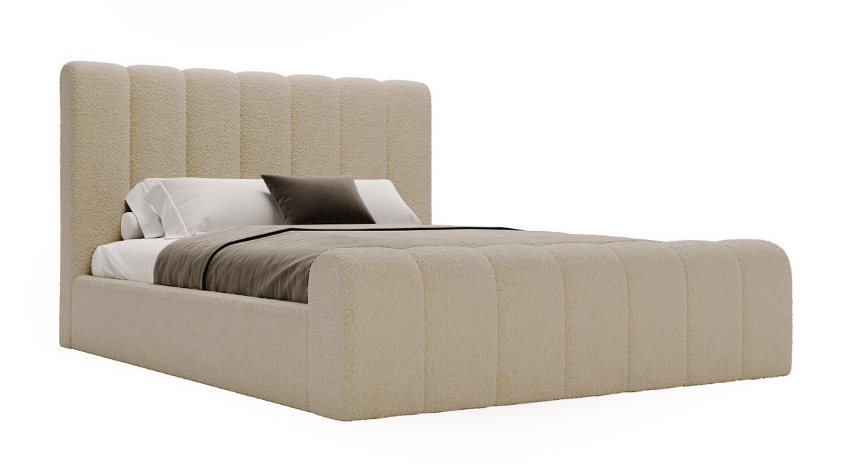 POLSTERBETT 140x200 Valetta mit Bettkasten, Bouclé Beige - Beige, Holz/Textil (140/200cm) - Emporius