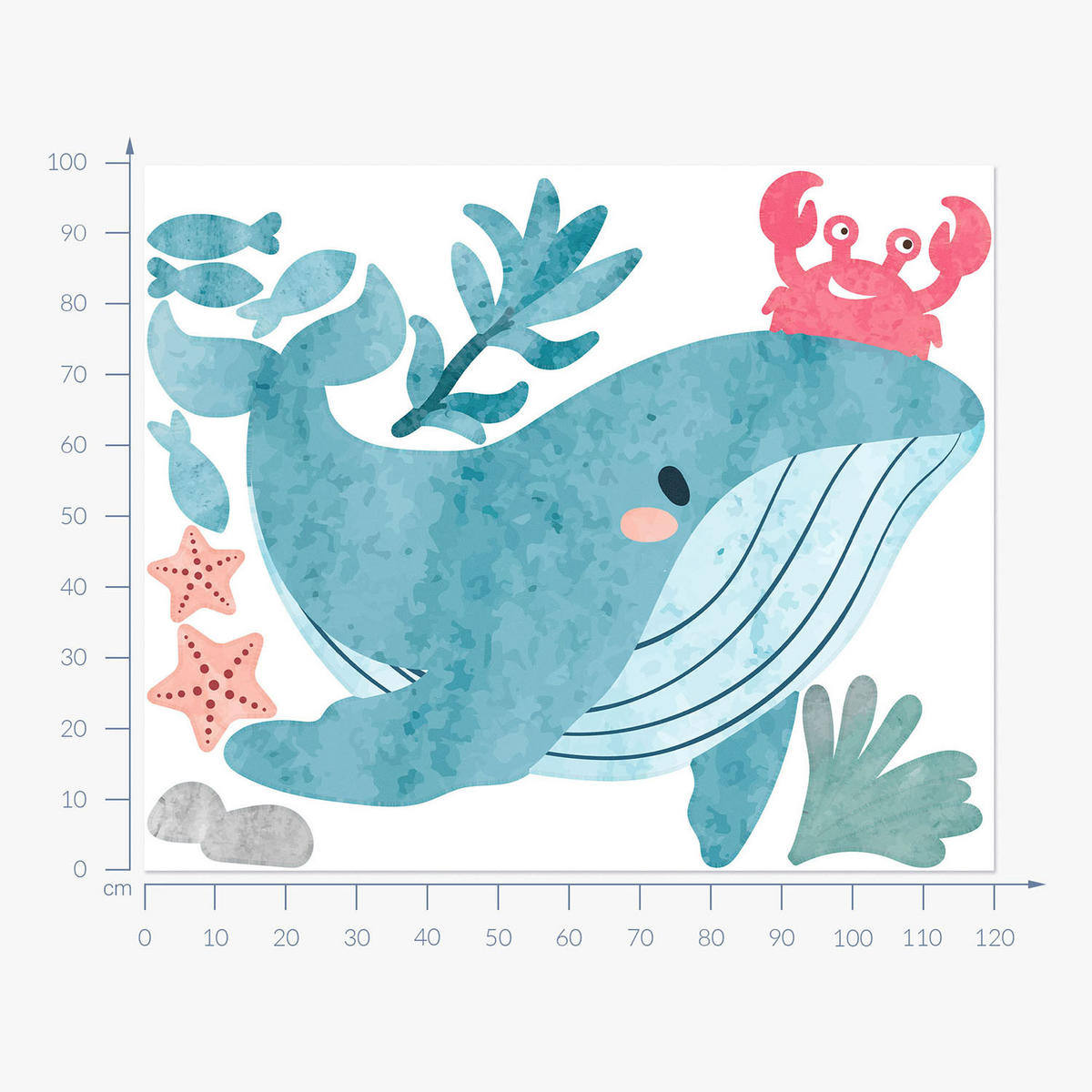 WANDAUFKLEBER 100x121cm - Unterwasserwelt - Multicolor, Kunststoff (100/121/0.1cm) - Wallfluent