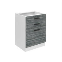KÜCHENUNTERSCHRANK 60 cm SDSZ, ohne Arbeitsplatte, mit Schubladen, Glamour Wood - Silbereichenfarben, Holz (60/82/51.6cm) - B BELINI GROUP