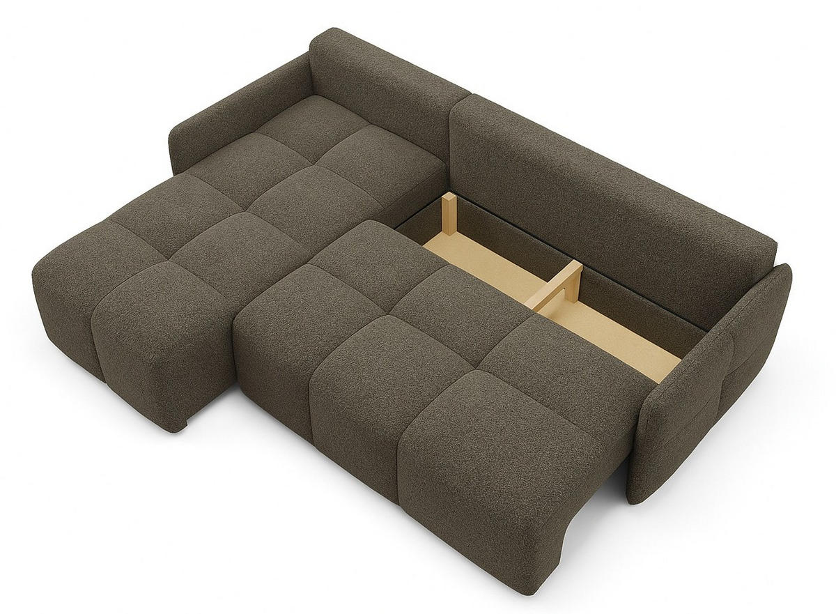 ECKSOFA Taupe MONO Mit Schlaffunktion Und Dekokissen Links - Braun, Textil (220/145cm) - Sepro Meble