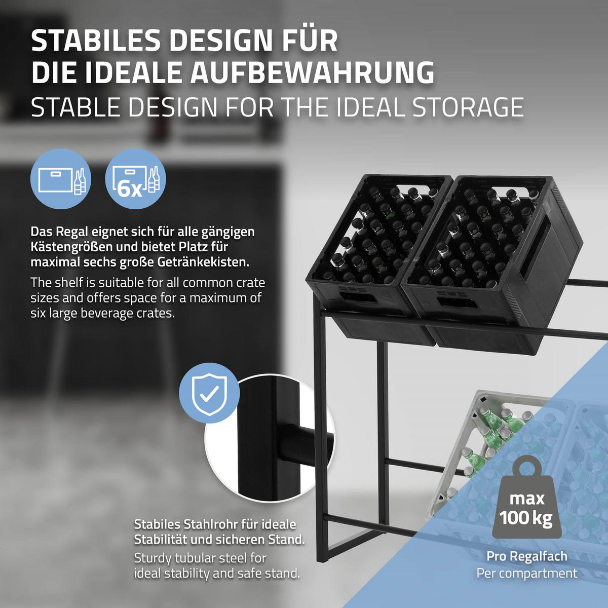 GETRÄNKEKISTENREGAL für 6-8 Kisten 104x32x82,5 cm aus Stahl - Anthrazit, Metall (32/82.5/104cm) - ML-DESIGN