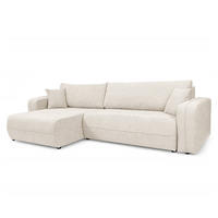 ECKSOFA mit Schlaffunktion - 272 cm - Beige/Schwarz, Kunststoff/Textil (272/145cm) - home24