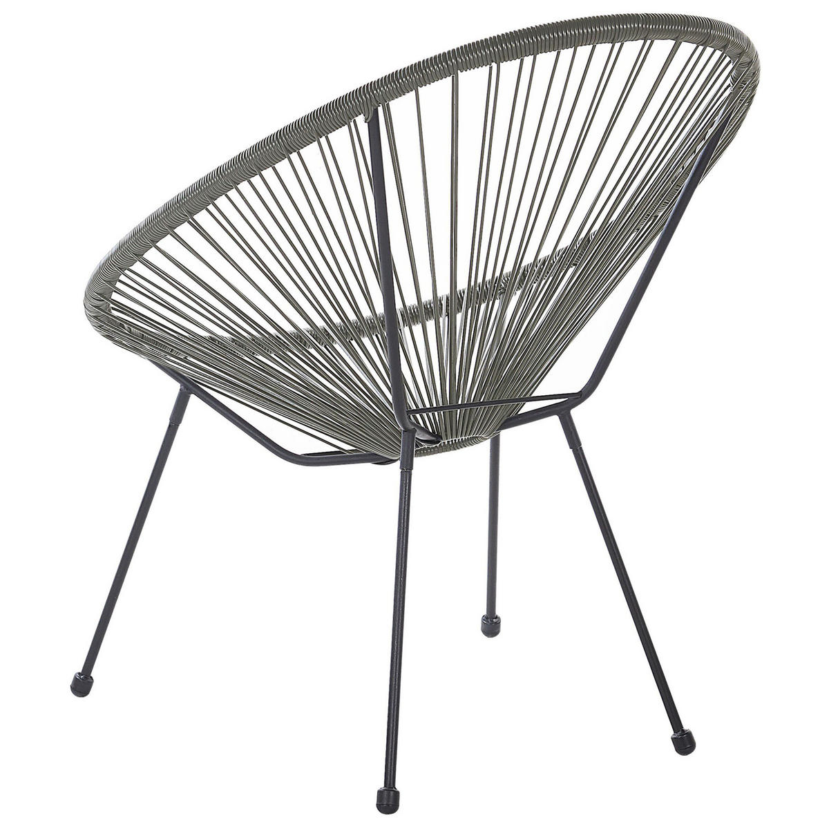 RATTANSTUHL 2er-SET Kunststoff dunkelgrau 70 cm Acapulco II - Dunkelgrau/Schwarz, Kunststoff (70/87/90cm) - Beliani