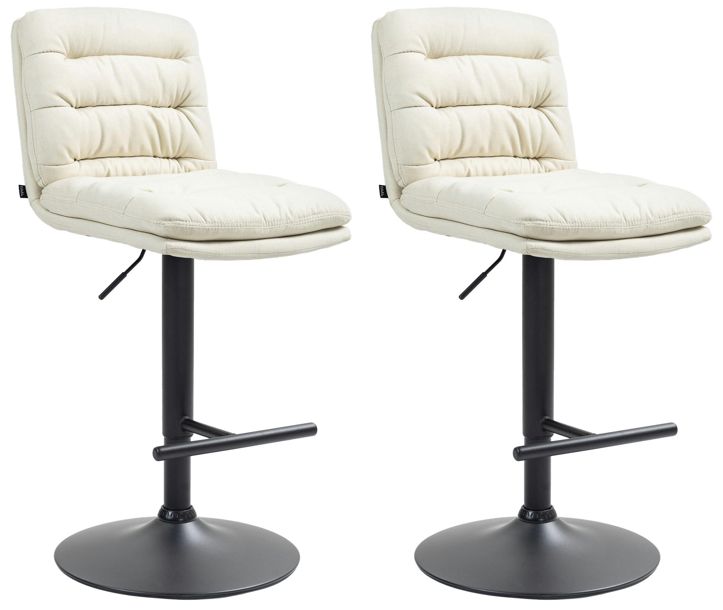 BARHOCKER 2er Set Stoff creme - Creme/Schwarz, Textil/Metall (42/94/56cm) - CLP