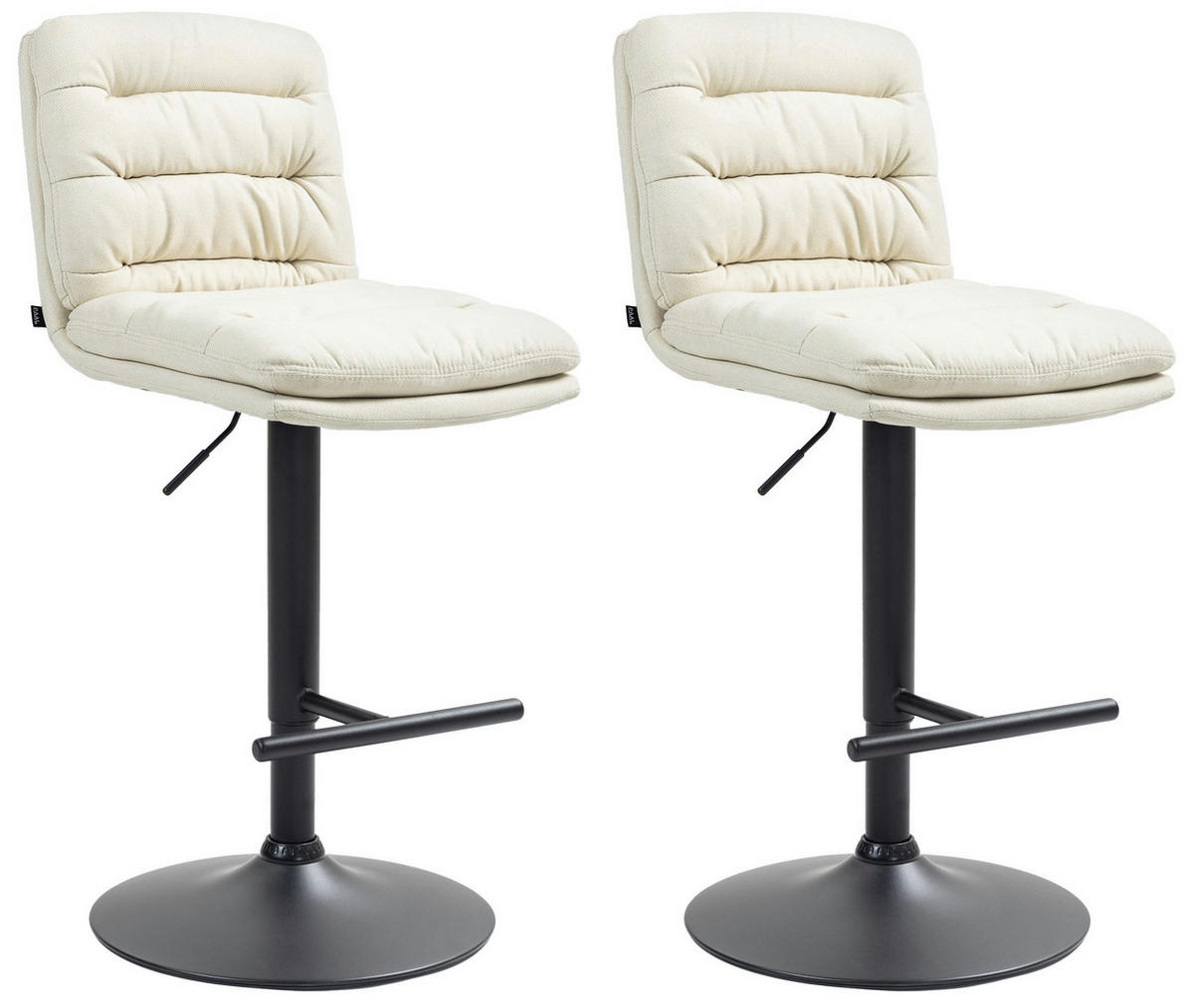 BARHOCKER 2er Set Stoff creme - Creme/Schwarz, Textil/Metall (42/94/56cm) - CLP