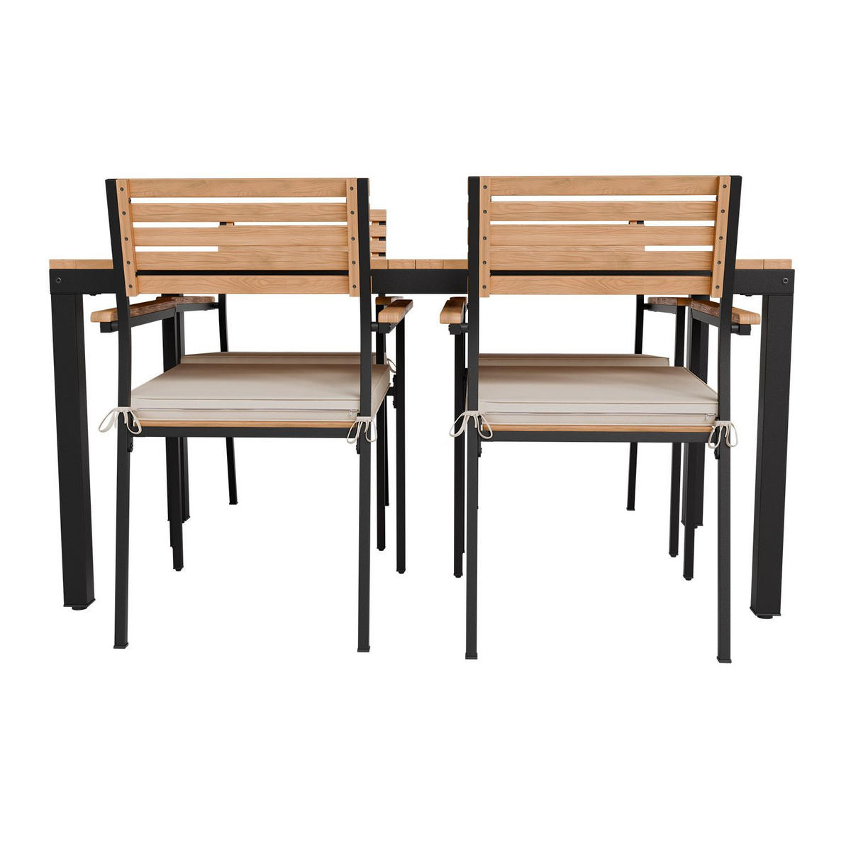 GARTENGARNITUR Rhodos Akazienholz 5-teilig - Braun, Holz/Metall - Juskys