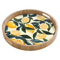 TABLETT - Zitronen - Früchte - Blätter - Gelb - Grün - Beige - 50x50 cm - Gelb, Holz (50/5/5cm) - OnlyWow
