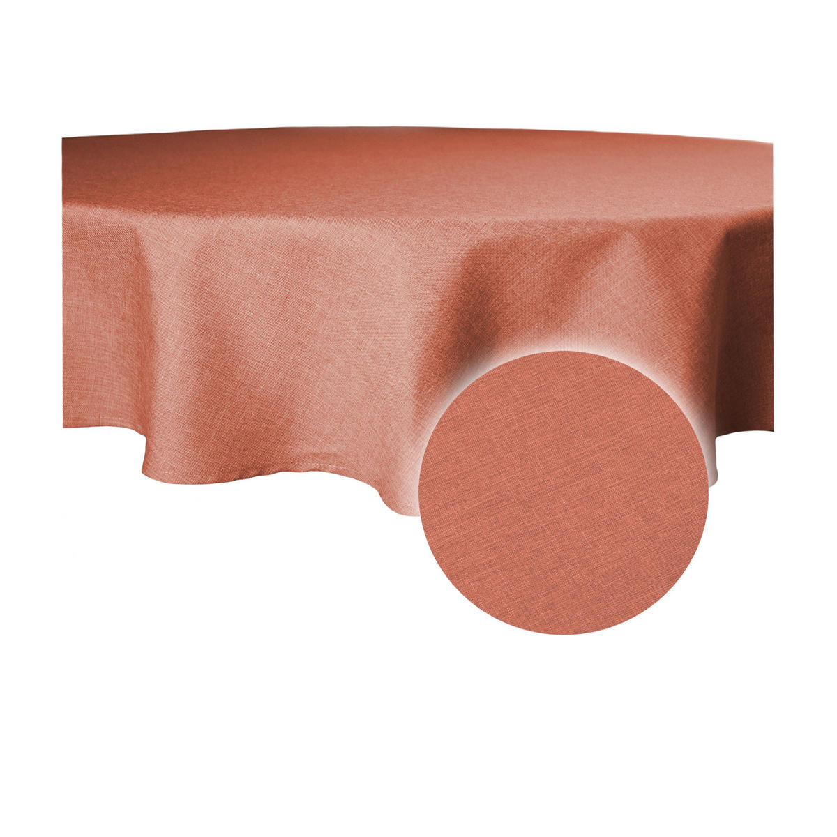 TISCHDECKE Leinenoptik 140 cm rund Terracotta - Terracotta, Textil (140cm) - TiborTex