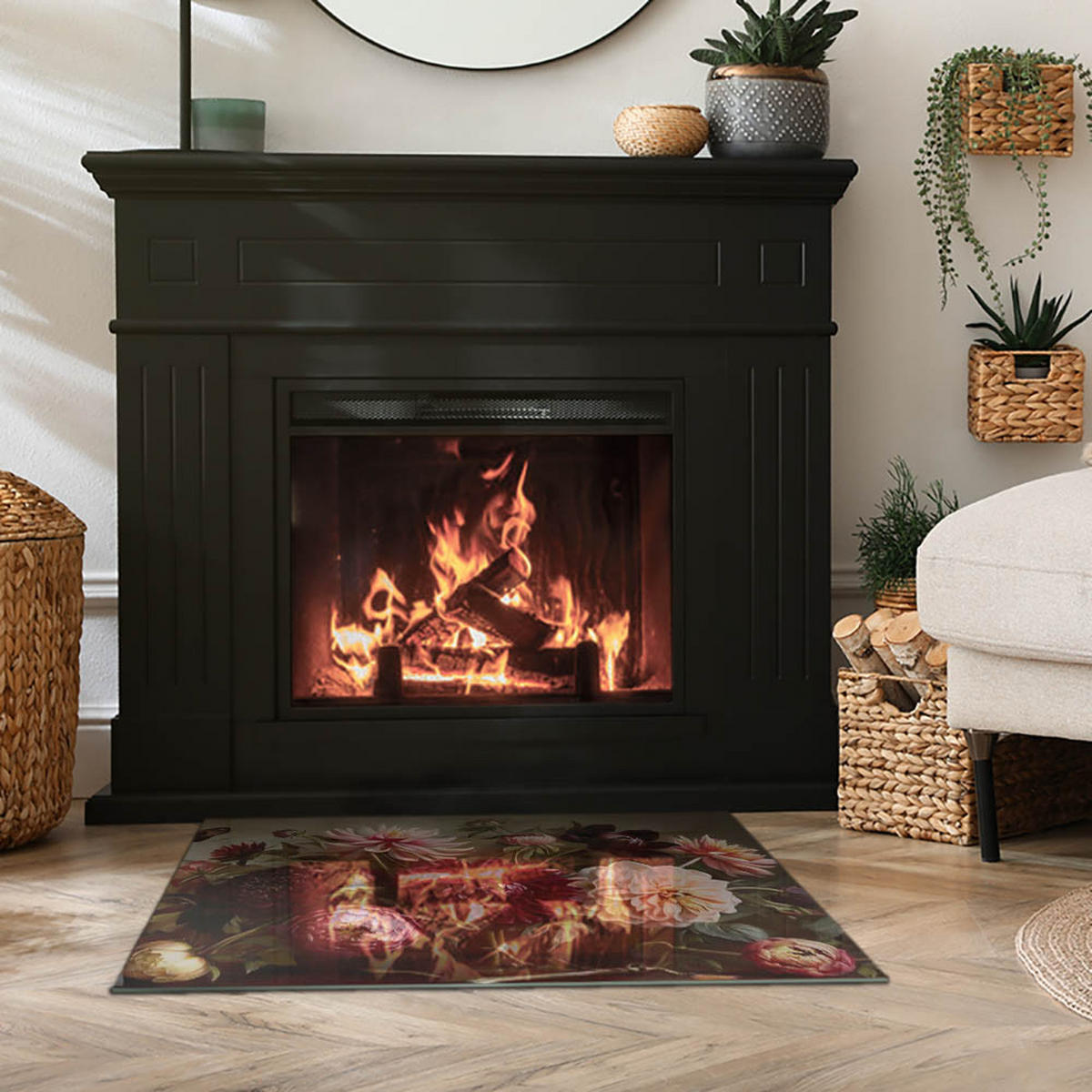 GLASPLATTE für Kamin 80x60 cm Bordeaux - Weinrot, Glas (80/60/0.4cm) - ArtPrintCave