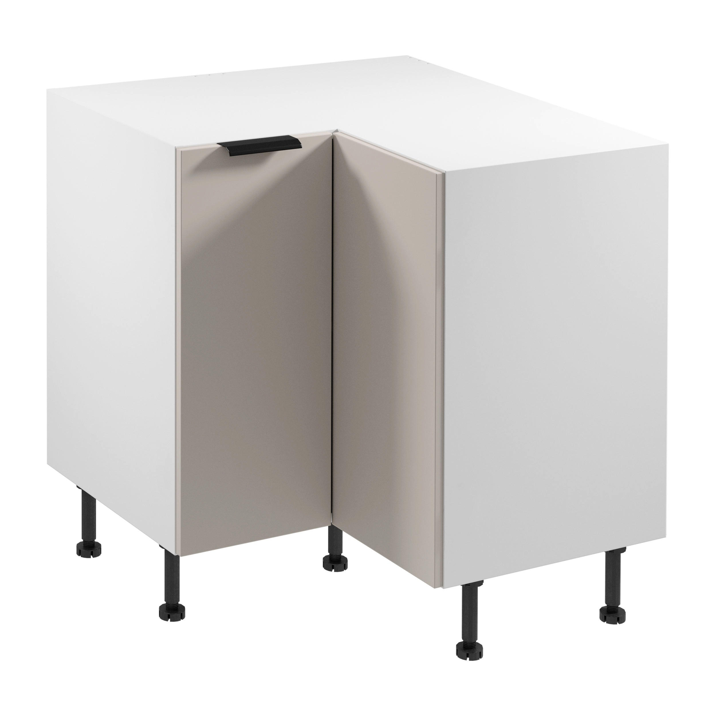 ECKUNTERSCHRANK D90N – Sorento Weiß Beige – L-Form, Ecke voll nutzbar – Weiß / Beige - Beige/Weiß, Holzwerkstoff (84/87/84cm) - ROYAL24_MARKT