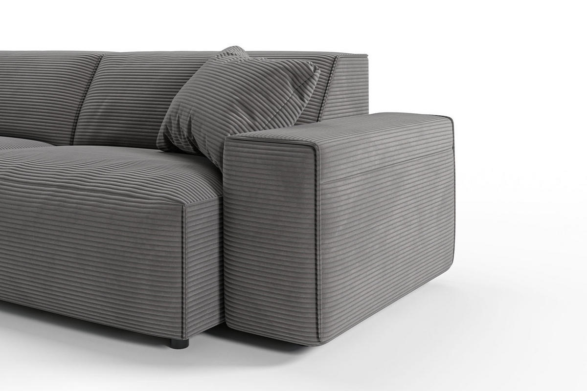 ECKSOFA RANI Grau Cord - Schwarz/Grau, Kunststoff/Textil (299/189cm) - KAWOLA