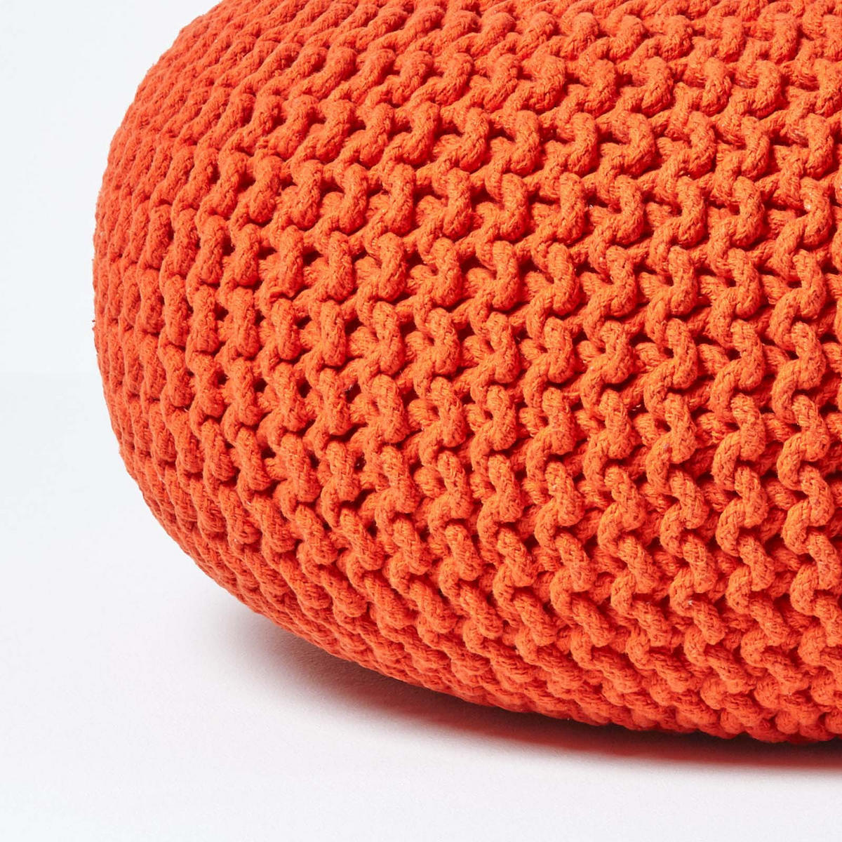 STRICK-POUF orange, Bodenkissen rund 70/70/23 cm - Orange, Textil (70/23/70cm) - Homescapes