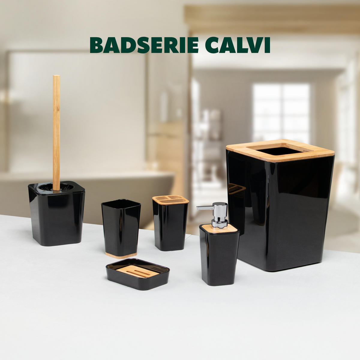 SEIFENSPENDER 320 ml CALVI, schwarz - Schwarz, Kunststoff (7.4/16.5/7.4cm) - bremermann