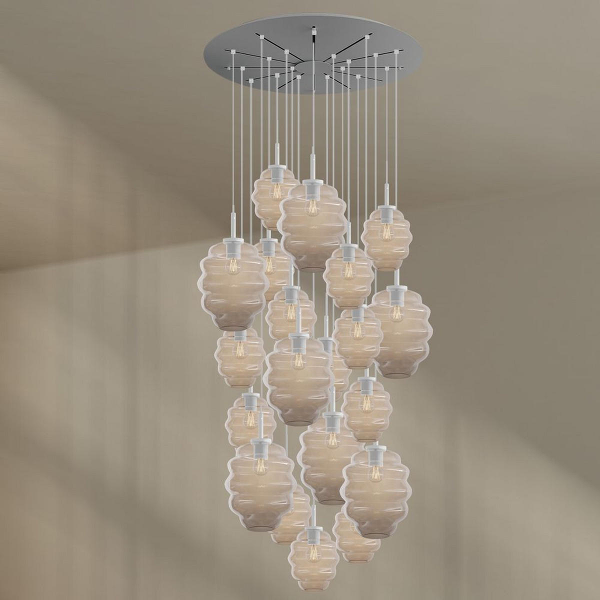 GALERIELEUCHTE Echos 20-flammig Mehrfarbig Ø 18/25cm - Multicolor/Weiß, Glas (18/18/20cm) - s.luce