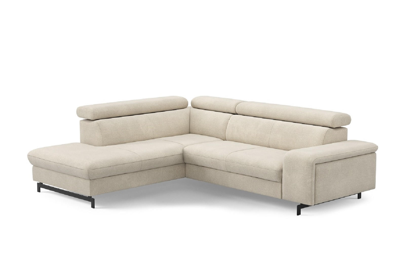 ECKSOFA mit Schlaffunktion und Bettkasten - Beige/Schwarz, Kunststoff/Textil (262/215cm) - Cotta