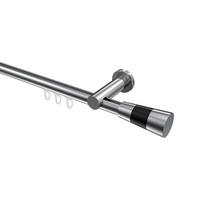 INNENLAUF-GARDINENSTANGEN-SET Platon Tanara 200 cm, 1-läufig, 20 mm Ø Chrom - Chromfarben/Schwarz, Metall (200cm) - INTERDECO