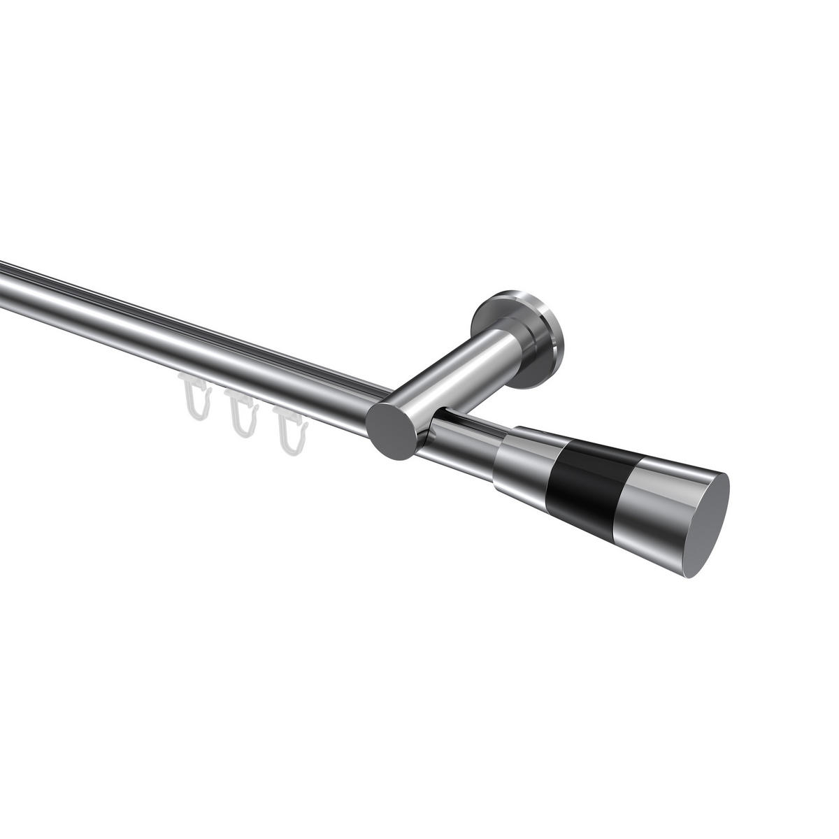 INNENLAUF-GARDINENSTANGEN-SET Platon Tanara 200 cm, 1-läufig, 20 mm Ø Chrom - Chromfarben/Schwarz, Metall (200cm) - INTERDECO