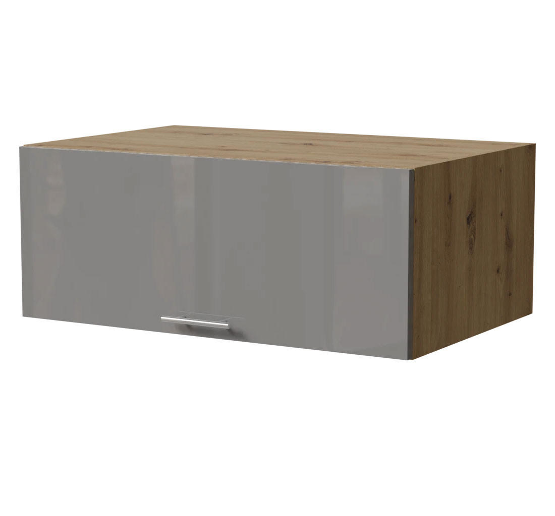 AUFSATZSCHRANK Essen W6B/90 Grau Hochglanz / Eiche Artisan Matt 90 / 59 / 36cm - Eiche Artisan/Grau, Holz/Holzwerkstoff (90/36/59cm) - Feldmann-Wohnen