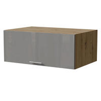 AUFSATZSCHRANK Essen W6B/90 Grau Hochglanz / Eiche Artisan Matt 90 / 59 / 36cm - Eiche Artisan/Grau, Holz/Holzwerkstoff (90/36/59cm) - Feldmann-Wohnen