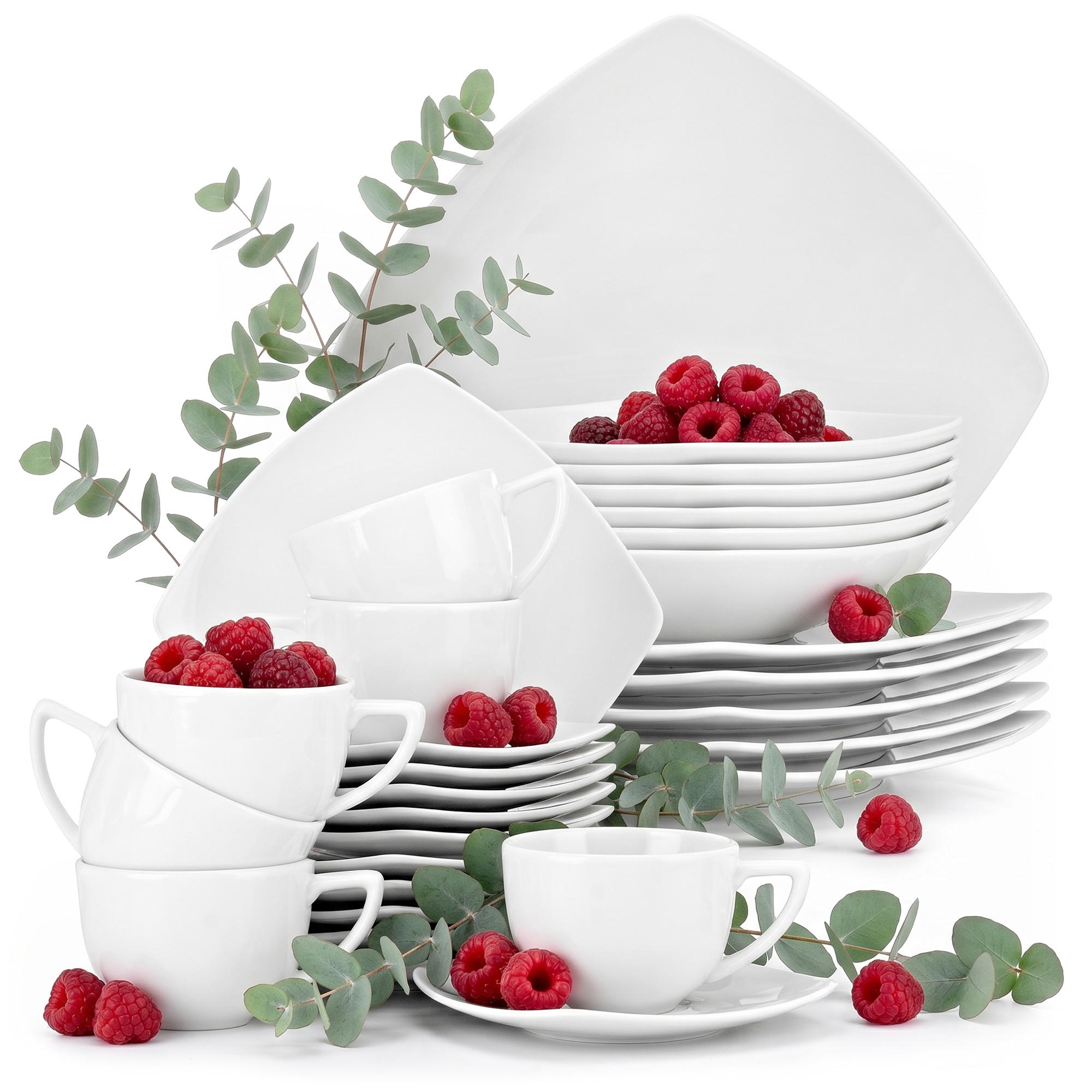 KOMBISERVICE CARLINA 6-Personen 30-tlg - Weiß, Keramik (25.5/2/25.5cm) - KONSIMO®