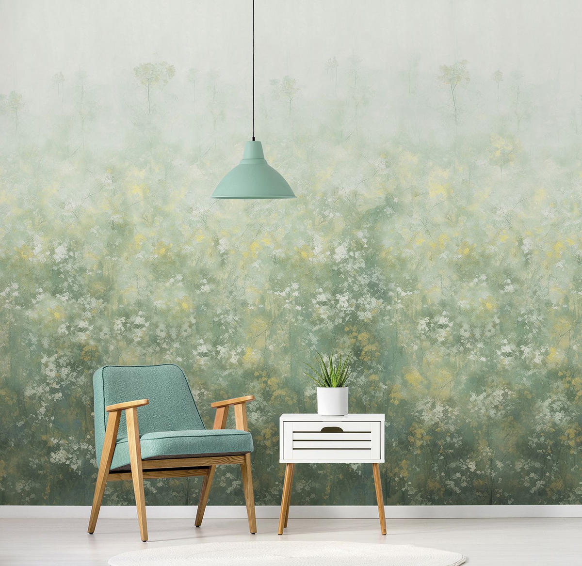 FOTOTAPETE Blumen 318 x 280 cm - Grün, Papier (318/280cm) - Sanders & Sanders