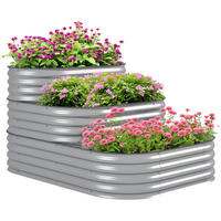 HOCHBEET, Outdoor-Blumentreppe, 3 Stufen, 158x109x82cm, robust, Silber - Multicolor, Holzwerkstoff (158/82/109cm) - FORIOUS