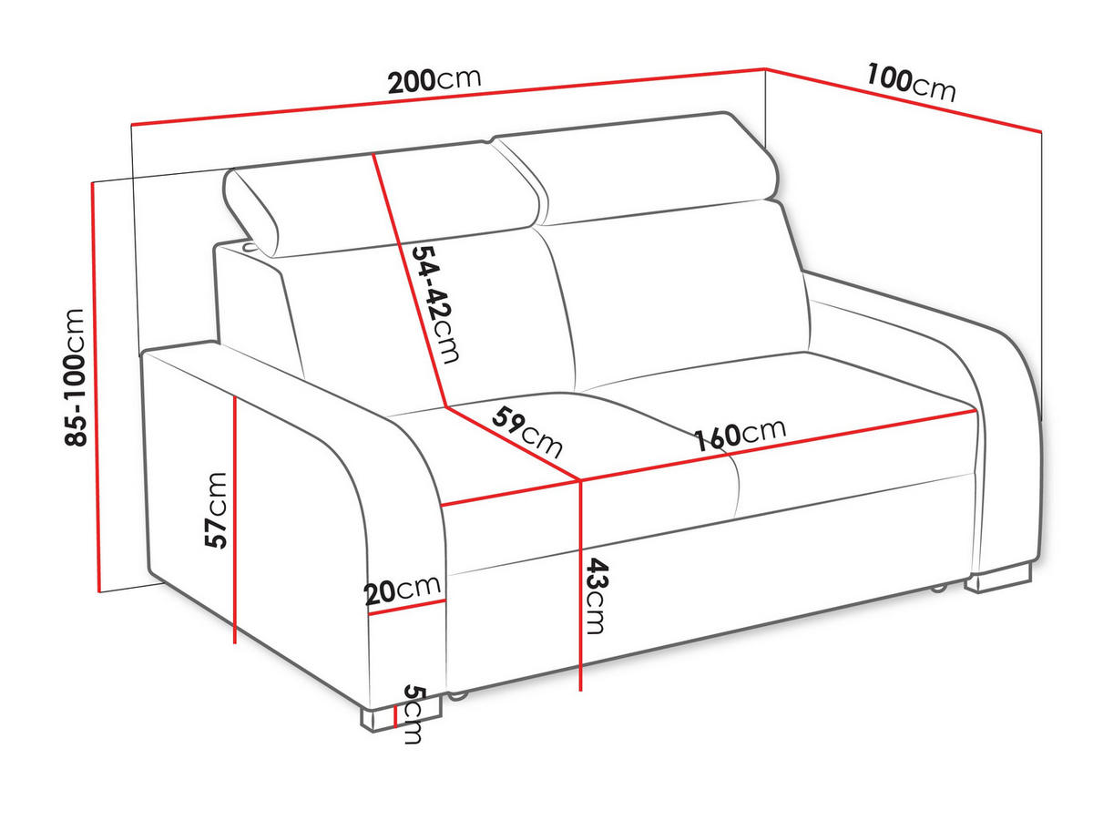 SOFA Oslo 3 - Silberfarben/Naturfarben, Holz/Kunststoff (200/85/100cm) - MIRJAN24