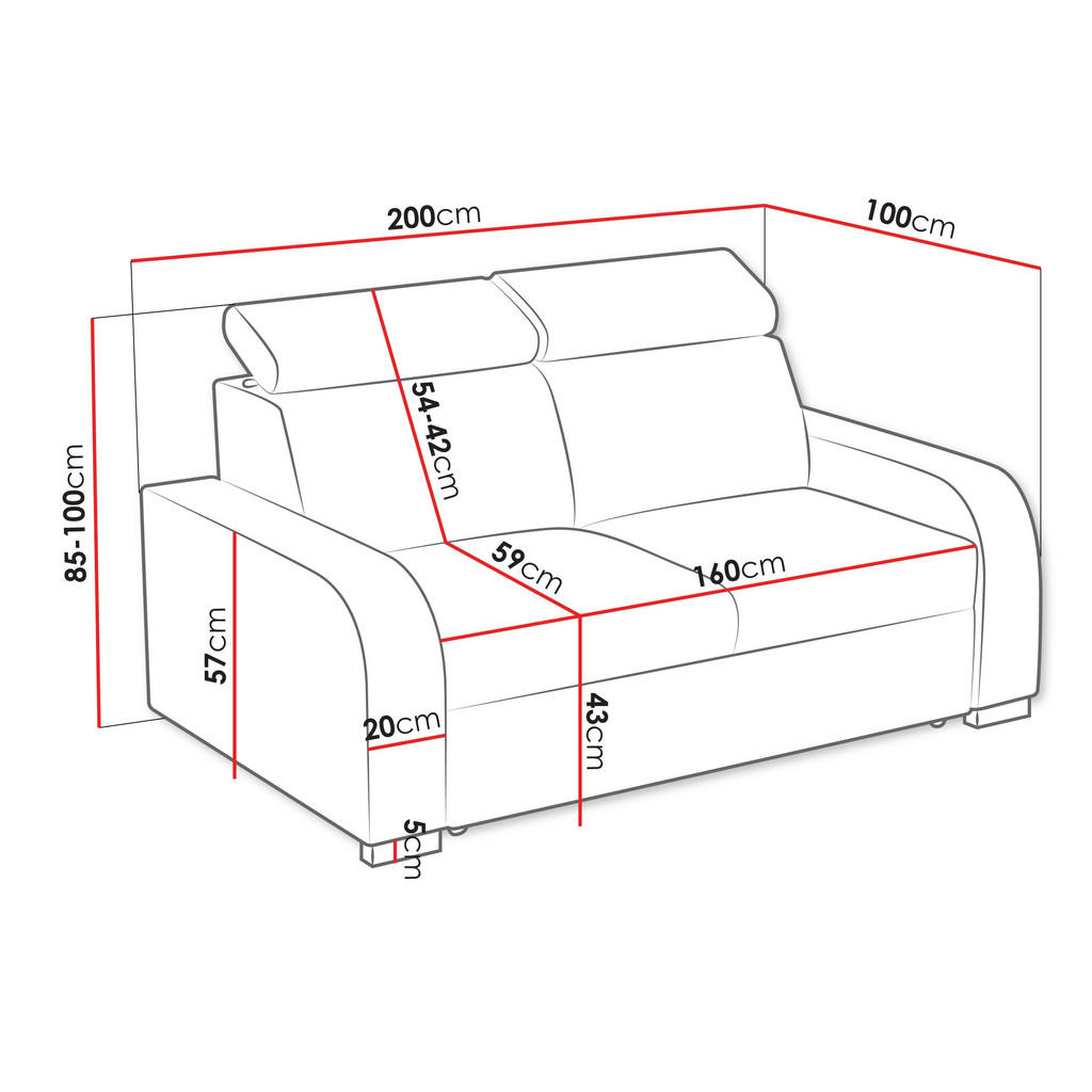 Thumbnail - Mirjan24 Sofa, Braun, Textil, Rechteckig, 200x85x100 cm, Wohnzimmer, Sofas & Couches, Sofas