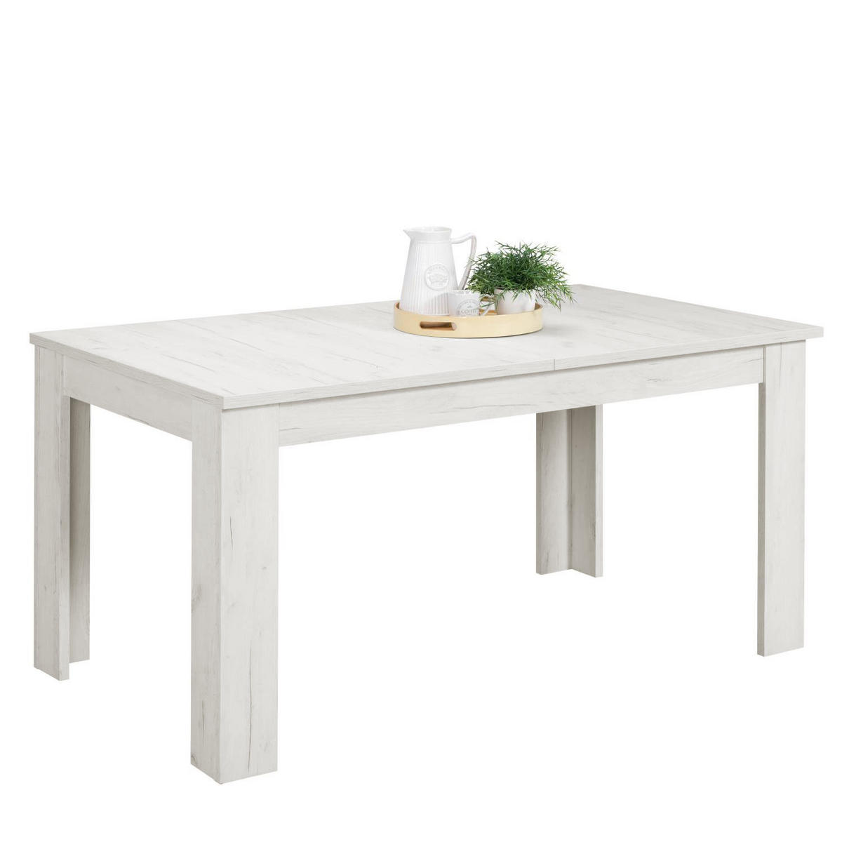 TISCHGRUPPE ausziehbar 160-200/90 cm weiß mit 4 Stühle Samt braun - Weiß/Braun, Holz/Textil (160/88/90cm) - Homestyle4u