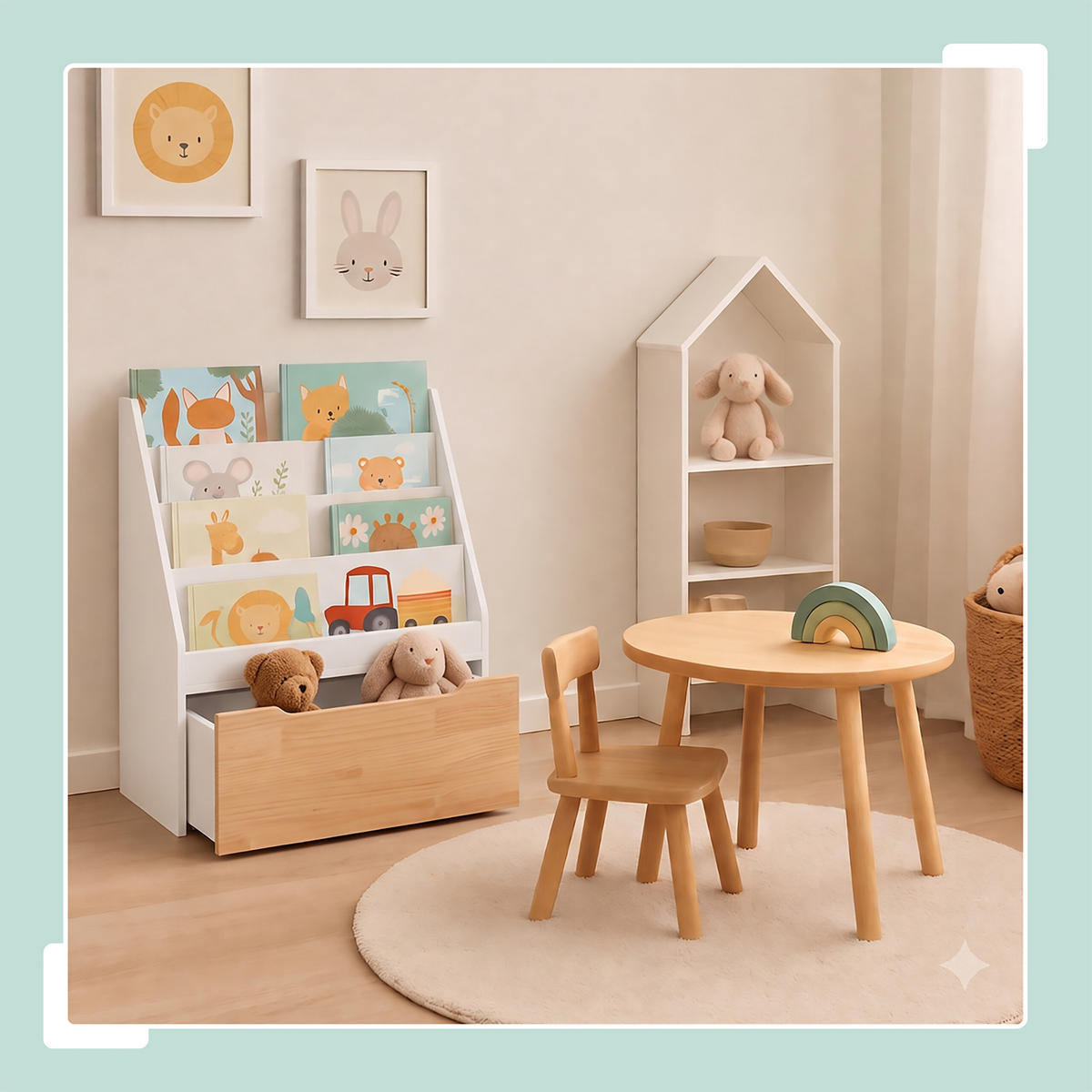 BÜCHERREGAL Weiß Kinder mit Spielzeugkiste auf Rollen - Weiß, Holz/Holzwerkstoff (60/80/30cm) - Relaxdays