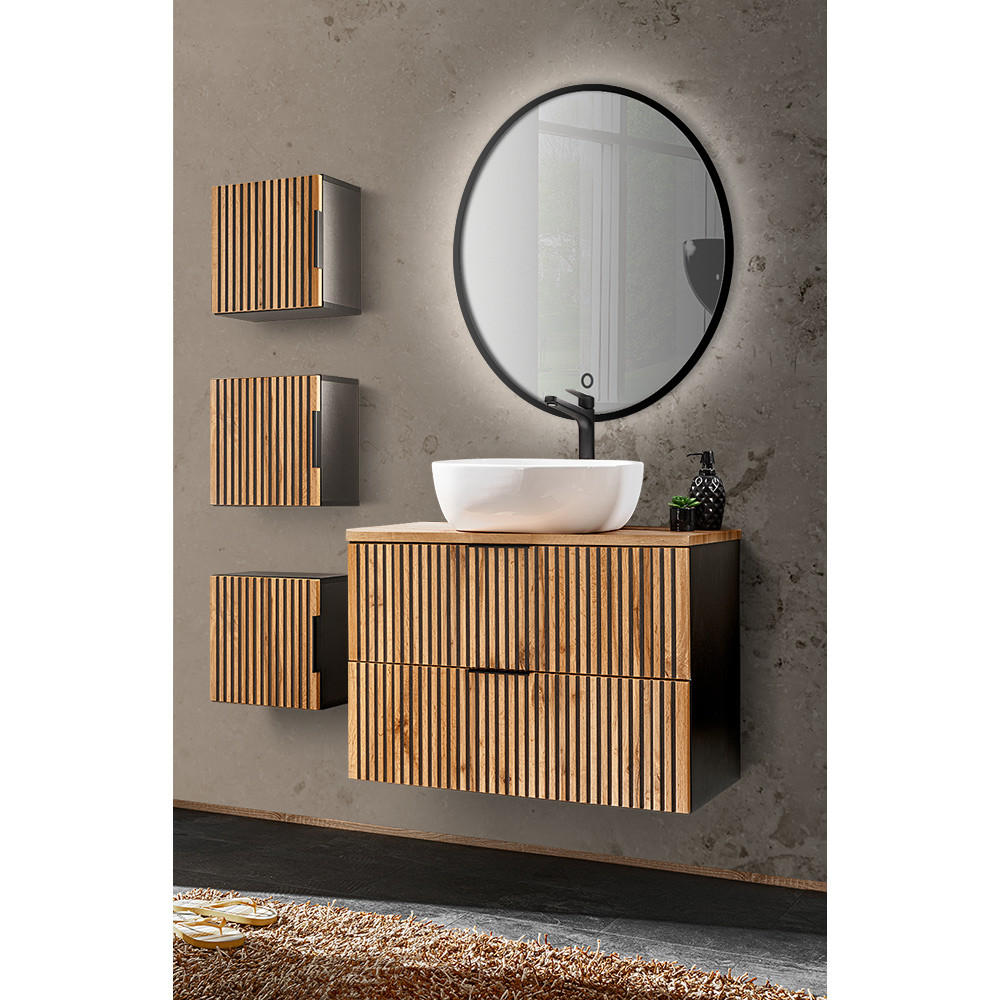 BADMÖBEL-SET 5-TLG. Xanten-56 - Braun, Holzwerkstoff (130/200/47cm) - Lomado