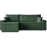 ECKSCHLAFSOFA mit Schlaffunktion Hektor dunkelgrün - Dunkelgrün/Schwarz, Kunststoff/Textil (277/152cm) - Beautysofa