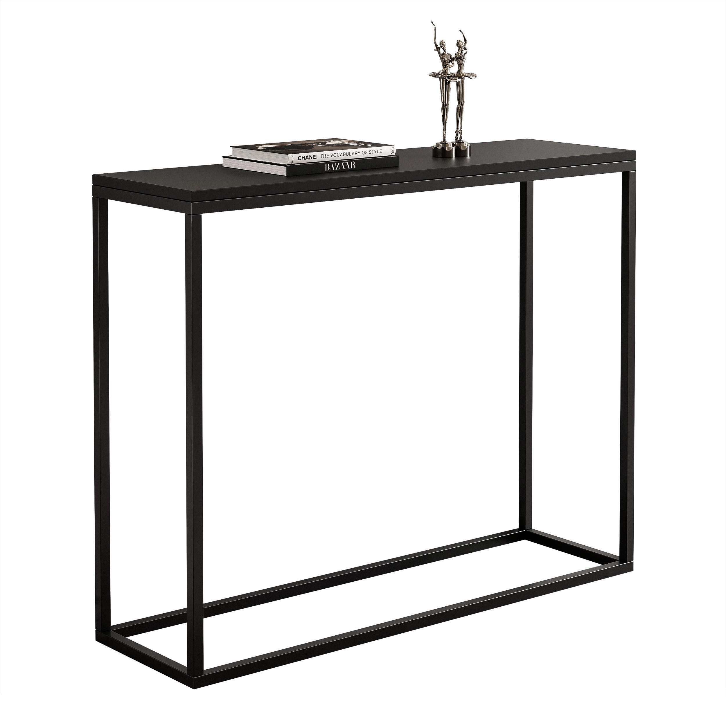 KONSOLENTISCH IRMA in 80/30/80 cm, Schwarz matt - Schwarz, Holzwerkstoff/Metall (30/80/80cm) - Idohome