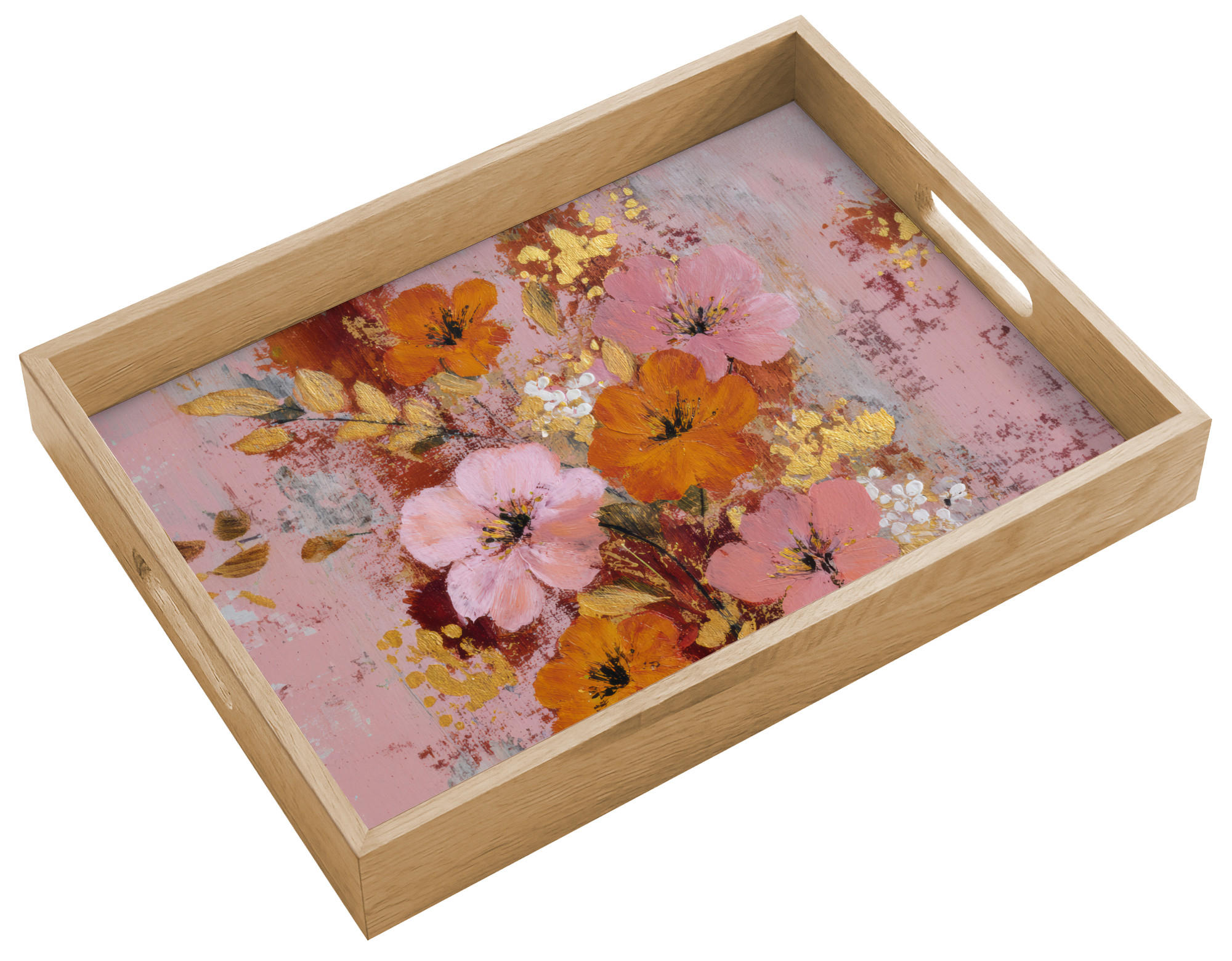OnlyWow SERVÍROVACÍ PODNOS Malování - Květiny - Rustikální - Růžová 40x30 cm