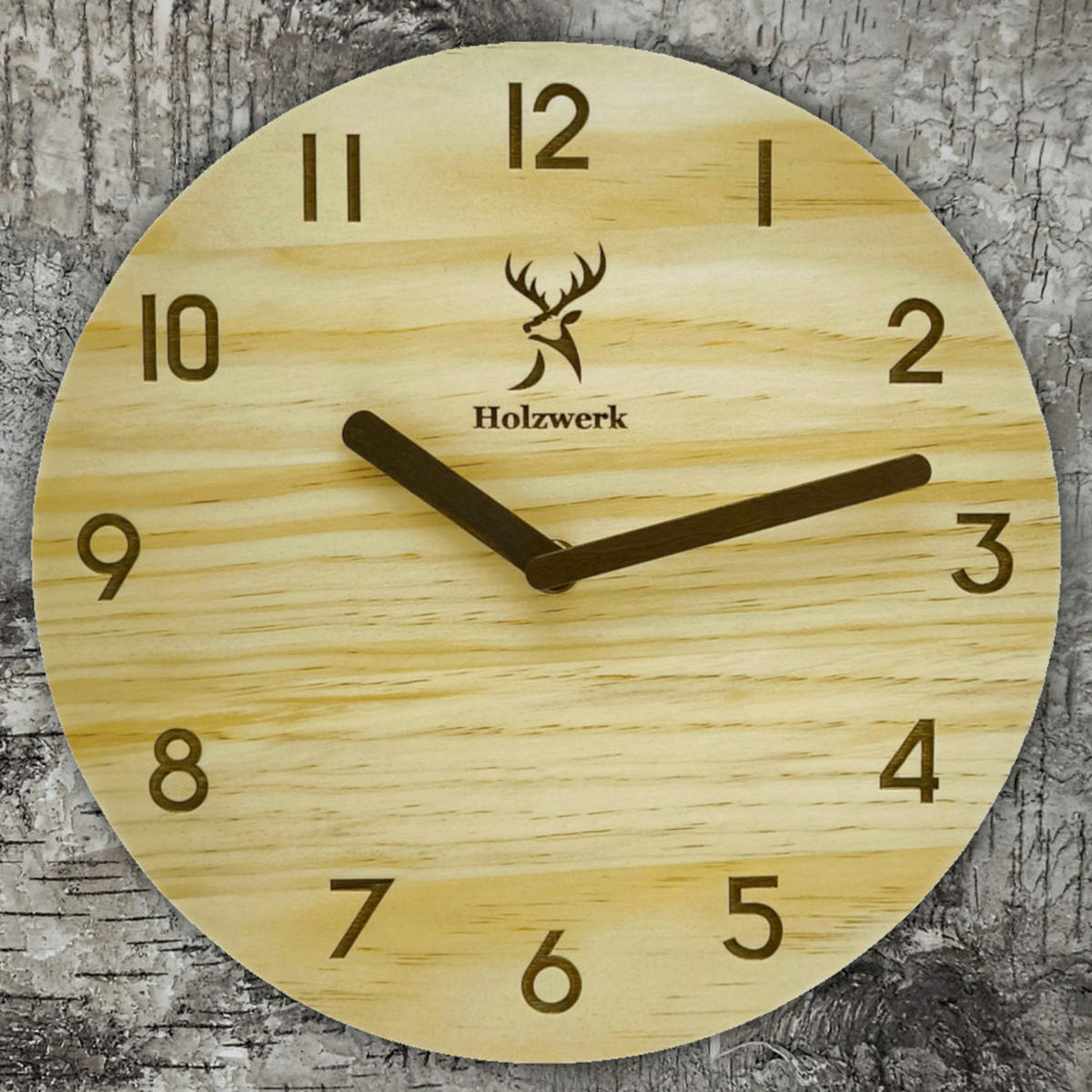 WANDUHR Holz Designer WEILBURG Loft Wand Uhr, beige - Beige/Braun, Holz (25/25/2.2cm) - Holzwerk