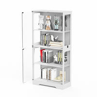 VITRINE 4-stöckig mit LED-Beleuchtung - Staubdicht - Weiß - Weiß, Glas/Holzwerkstoff (35/165/80cm) - KOMHTOM