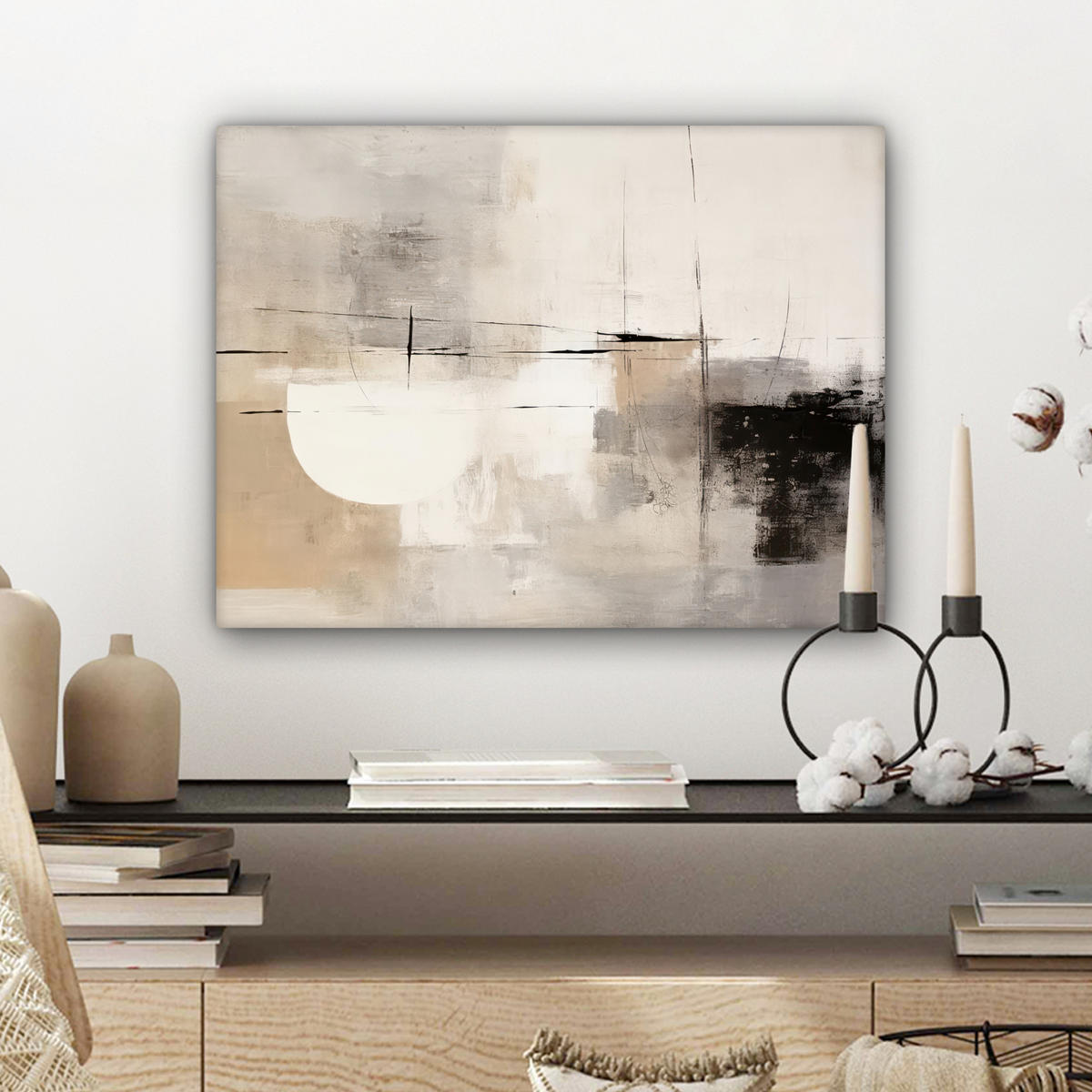 LEINWANDBILD Abstrakt - Kunst - Grau 40x30 cm - Hellgrau, Textil (40/30cm) - MuchoWow