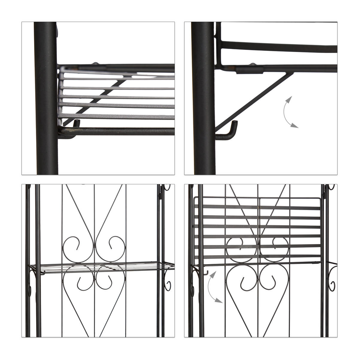 BLUMENREGAL - Schwarz, Metall (44/157/24cm) - Relaxdays