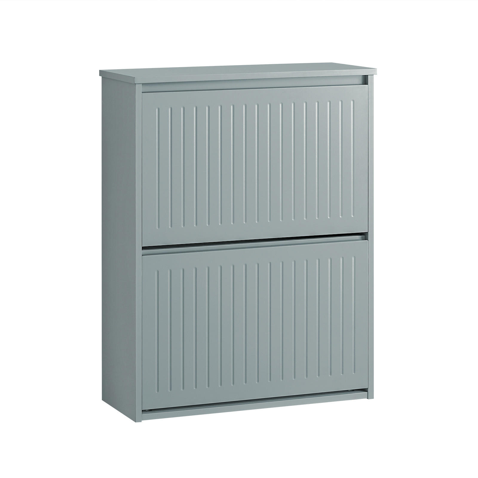 SCHUHSCHRANK mit 2 Klappen Hellgrau - Grau, Holzwerkstoff (61/81/26cm) - SoBuy