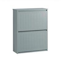 SCHUHSCHRANK mit 2 Klappen Hellgrau - Grau, Holzwerkstoff (61/81/26cm) - SoBuy