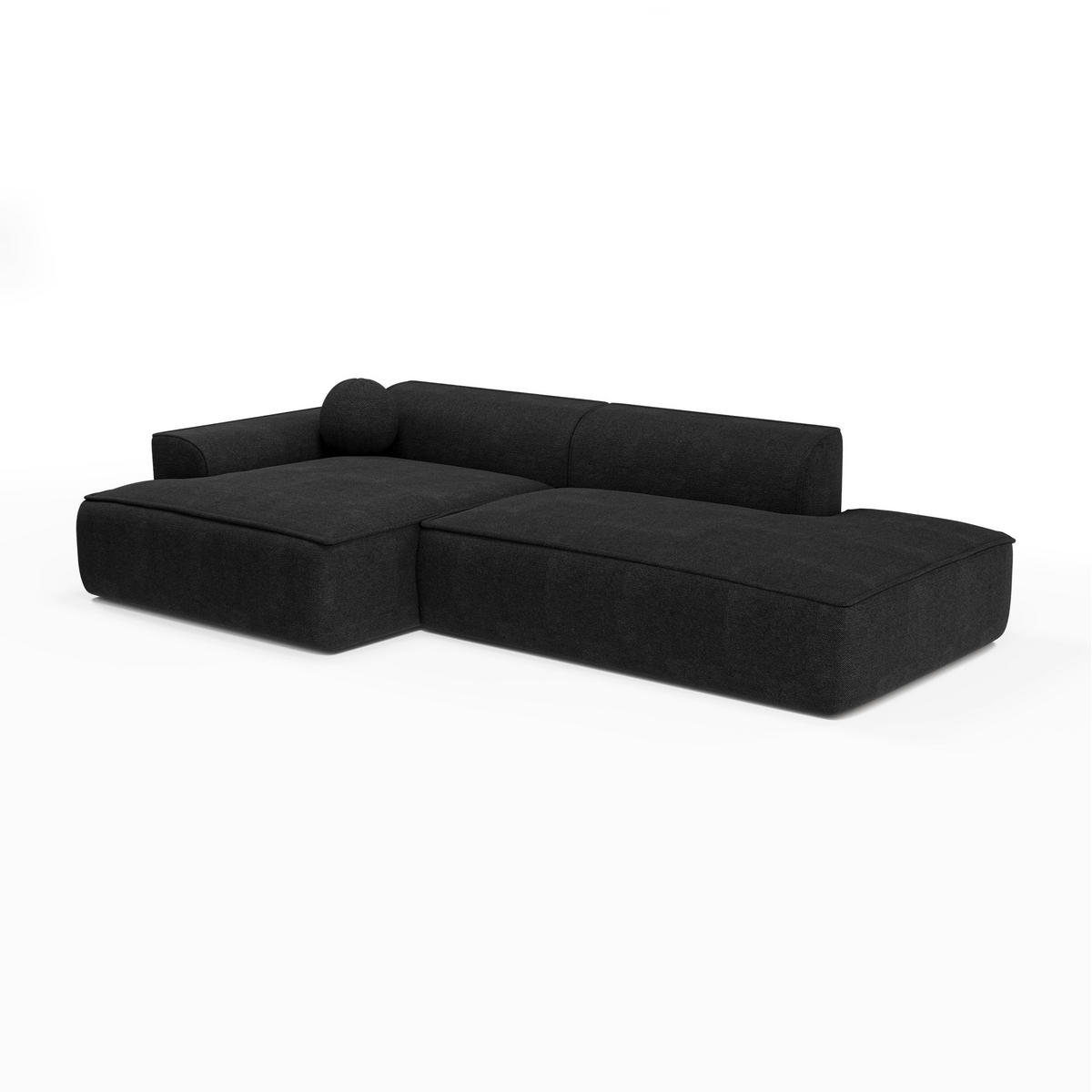 ECKSOFA LINKS Rastergewebe Anthrazitgrau 300cm - Dunkelgrau/Anthrazit, Textil (155/300cm) - Sia Home
