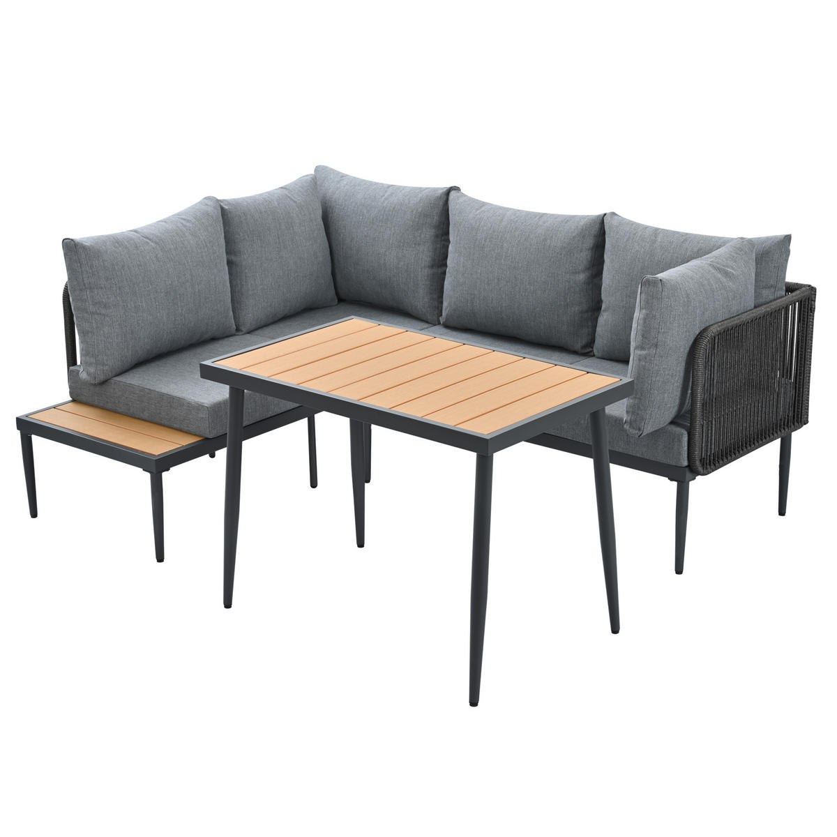 ESSGRUPPE Grau Eck Mit Esstisch & Kunststoffholztischplatte - Grau, Kunststoff - FLIEKS