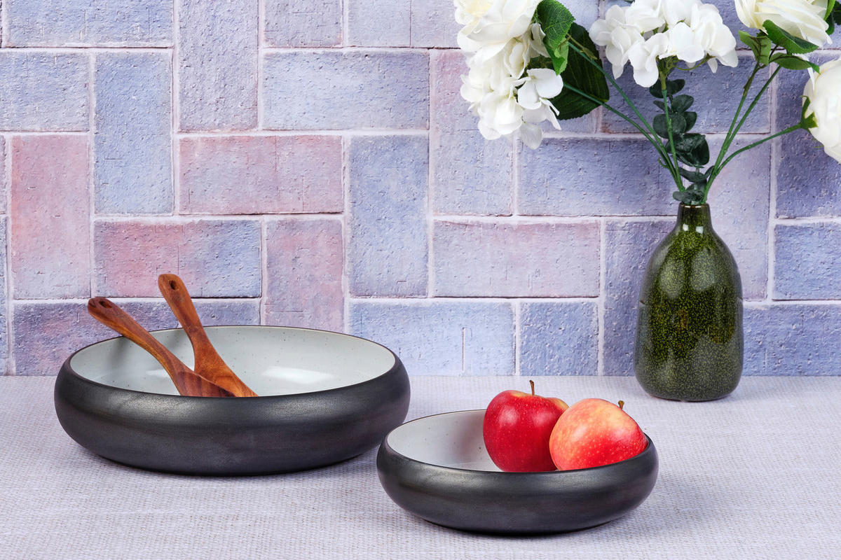 OBSTSCHALE Gourmet Ø22cm und Ø30cm - 2er-Set - Onyx - Schwarz, Keramik (7cm) - Björn