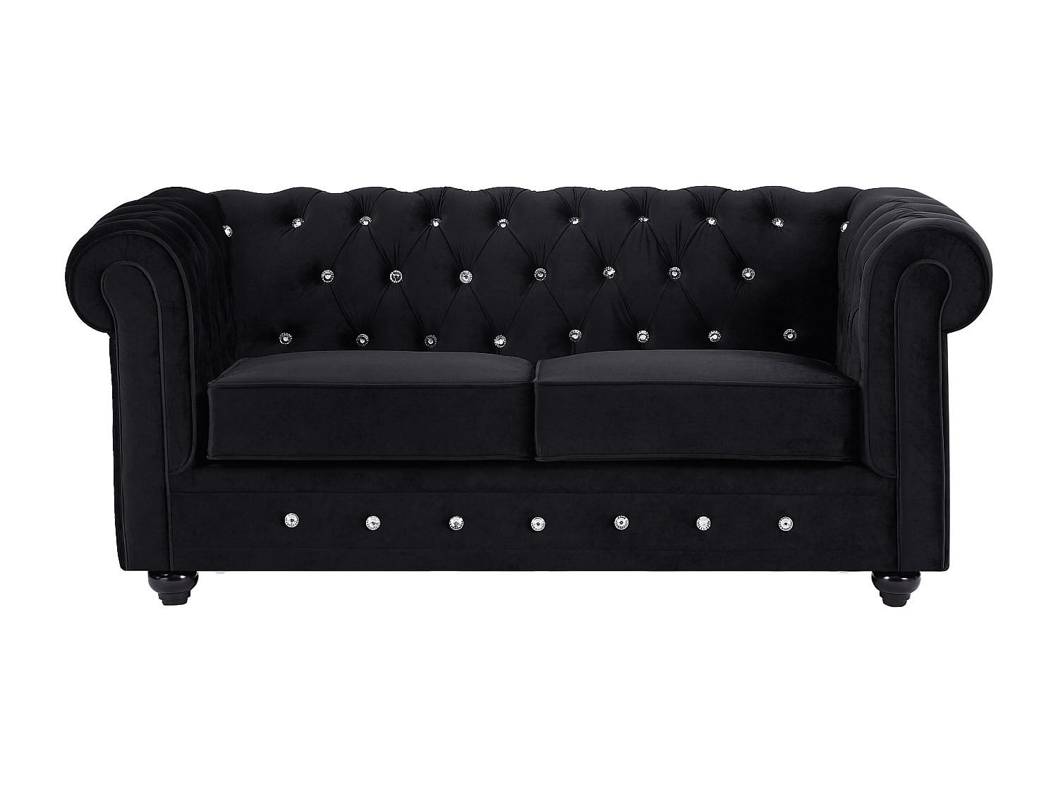SOFA ohne Schlafmöglichkeit - 2 Personen - Samt, Stoff - Schwarz - - Schwarz, Textil (168/72/88cm) - Vente-Unique