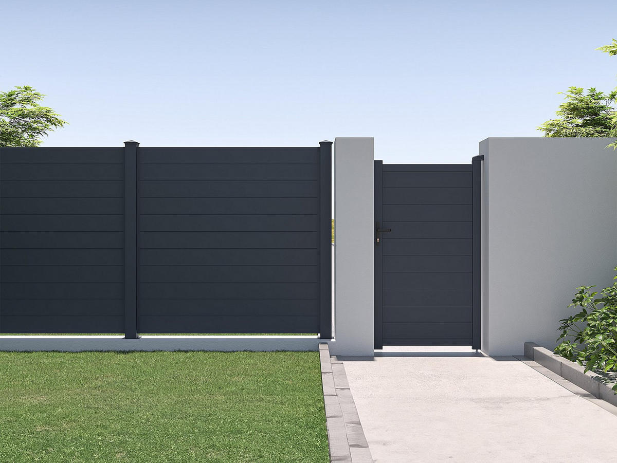 ZAUN - 168cm x 15.3cm - Aluminium - anthrazitgrau - NAZARIO - Anthrazit, Metall (168/171cm) - Vente-Unique