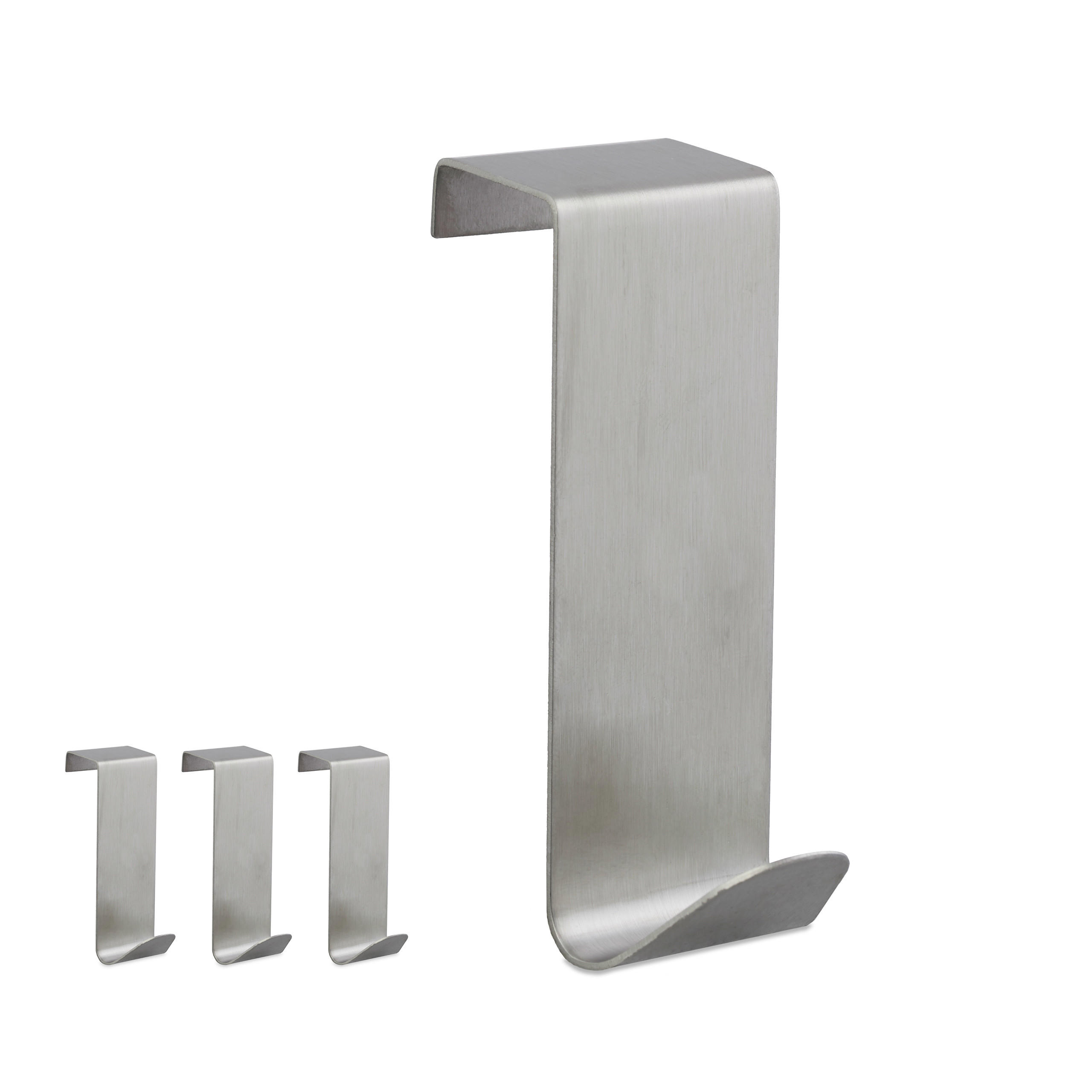DÖRRKROKAR Silver rostfritt stål 4-pack Silverfärgad 7/2.5/5 cm