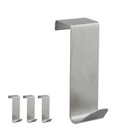 TÜRHAKEN Silber Edelstahl 4er-Set - Silberfarben, Metall (2.5/7/5cm) - Relaxdays