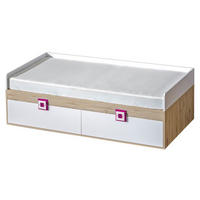 BETT Nico 14 Eiche hell / Weiß-Farbapplikation Pink 94 / 204 / 64cm - Pink/Braun, Holz/Holzwerkstoff (90/200cm) - Feldmann-Wohnen