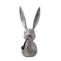 DEKO-HASENKOPF Hepo Pfeife Silber 68x27x27cm - Silberfarben, Metall (27/68/27cm) - DELUKE