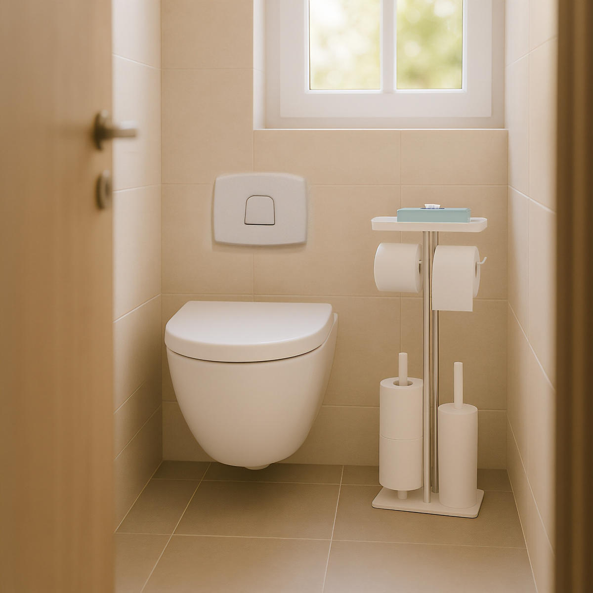 WC-GARNITUR - Schwarz, Kunststoff/Metall (30/77/15cm) - Relaxdays